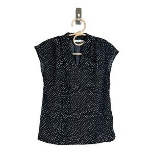 Boxy Black White Polka Dot Blouse Stand Up Collar by Lush Womens Small NWOT